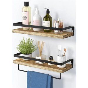 Floating Shelves, Bathroom Shelf with Towel Bar, Wall Shelves for Bathroom